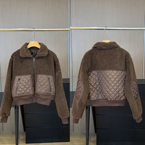 Giacca Corta Stile Vintage Autunno Inverno per Donne, Marrone in Lana d'Agnello con Cappuccio, Collo Alto, Imbottita e Calda, Casual Sportiva con Zip - Product Image 4