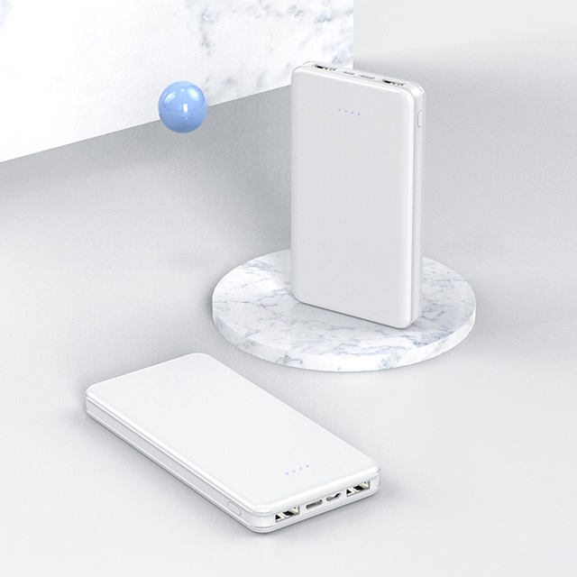 Portable 10000mAh Ultra Slim Mini Power Bank with Dual USB Output Micro USB & Type-C Input Four Power Indicator