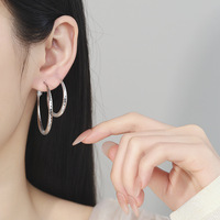 Anting-anting Hoop Perak Sterling S925 Elegan, Potongan Berlian, Ukuran Besar, Mewah, Grosir untuk Wanita