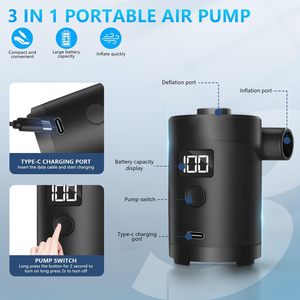 Portable <b>Air</b> Pump for Inflatables <b>Air</b> <b>Mattress</b> Pump with <b>Camping</b> Light USB Rechargeable <b>Air</b> Pump with Battery LCD Display - Product Image 3