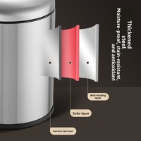 Poubelle de cuisine à pédale en acier inoxydable doré, avec ouverture silencieuse, pour hôtels, salles de bain et toilettes