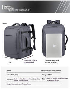 Mochila para Portátil USB de Gran Capacidad Personalizada, Bolsa de Viaje Oxford Impermeable, Estilo Casual de Negocios, con Cierre, Unisex - Product Image 5