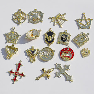 Pendentifs Halloween en alliage de style baroque, breloques DIY à thème croix, crâne, araignée, accessoires de sac, porte-clés unisexe en alliage de zinc GJ349 - Product Image 4