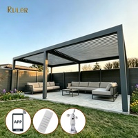 Pérgola Eléctrica de Aluminio Resistente a la Intemperie con Diseño Moderno y Persianas Ajustables para Áreas de Comedor al Aire Libre