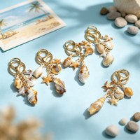 Porte-clés créatif personnalisé en alliage métallique, motif vacances en bord de mer, coquillage, conque, étoile de mer, pentagramme, Kingyi