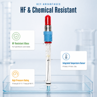 Sonde pH VP ACpH4262, électrode pH résistante à l'acide fluorhydrique pour gravure de semi-conducteurs, sonde pH PT1000 15 bars, OEM ODM
