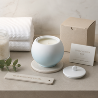 Bougie parfumée ronde en céramique Relaxlines, cire de soja écologique, personnalisée avec couvercle, bougies artisanales longue durée pour la maison, l'hôtel, cadeau