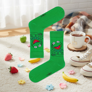 Kermit Girl's Cheerful Colorful Silk Socks Breathable Thermal Jacquard Print Floral Fruit Patterns One Size Daily Use Disposable - Product Image 3
