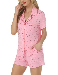 Conjunto de Pijama de Dos Piezas para <span class=keywords><strong>Mujer</strong></span>, Diseño Nuevo, Estampado, Modal, para Estar en Casa, con Solapa y Manga Corta - Product Image 4