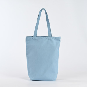 Sac fourre-tout en toile de coton bleu personnalisé, réutilisable, avec longue poignée blanche, grand format, broderie personnalisée - Product Image 2