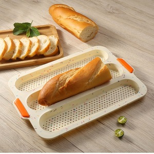 Teglie Antiaderenti Perforate per Baguette Francesi, Vassoio da Forno per <span class=keywords><strong>5</strong></span> Pane, Stampi in Silicone Alimentare per Forno - Product Image 5