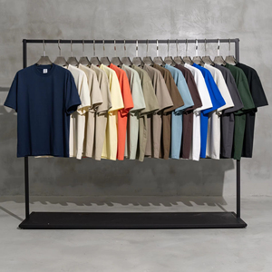 Herren-T-<span class=keywords><strong>Shirt</strong></span> aus Baumwolle-Premium-geripptes Streetwear-Herren-T-<span class=keywords><strong>Shirt</strong></span> mit lockerem Schulter ausschnitt - Product Image 1
