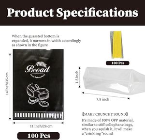 60 Cute Sealing Sticker Ties with Window <b>Bread</b> <b>Bags</b> for Homemade Sourdough for Cookies Snacks Storage PE Shrink <b>Bags</b> - Product Image 4