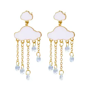Fashion Creative Rain Cloud Earrings Niche Design Cloud Dangle Drop Earrings Simple Erend Cloud Tassel Earrings For Women