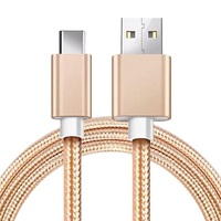 Kabel Data USB Tipe c, kabel Data USB Tipe c 1M 2M kepang nilon untuk ponsel USB