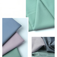 Tela a rayas de 300GSM del fabricante 70% Nylon 30% Spandex Interlock para niñas Yoga traje de baño ropa deportiva Lisa 200GSM