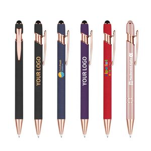 Luxury Custom Metal Soft Touch Screen <b>Pens</b> Rose <b>Gold</b> for Mobile Phone <b>Pen</b> With Logo Rubber Grip - Product Image 1