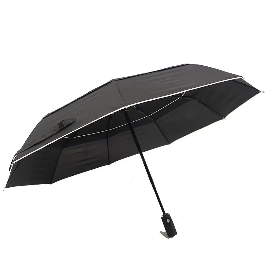 Umbrella Atacado Super Windproof Double Layer Fold Umbrella Guarda-chuva Aberto Automático Com Listra Reflexiva