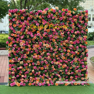 Custom Wedding Flowerwall 5D 3D White Roll Up Cloth Flower Wall Decor Artificial Silk <strong>Rose</strong> Flower Panel Backdrop Flower Wall - Product Image 1