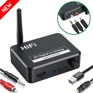 Convertitore Audio Digitale-Analogico (DAC) Adattatore da SPDIF Ottico Toslink a Jack 3.5mm AUX RCA L/R Ricevitore Bluetooth 5.1 - Product Image 1