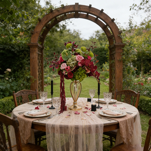 Decoración para Eventos de Boda, Centro de Mesa Personalizado con Bola de Flores Artificiales de Seda Realista en Rosa/Rojo Intenso - Product Image 3