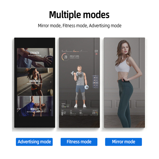 43" Smart Fitness Mirror, Android Touch Screen Display for Home Gym Yoga Exercise Indoor