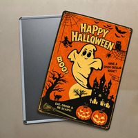 Panneaux vintage d'Halloween pour maison hantée, sorcière, fantôme, citrouille, fête de la Toussaint, décoration murale amusante, nuits effrayantes, panneau métallique rétro