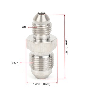 Adaptateur de raccordement fileté en acier inoxydable AN3 M12x1 pour conversion de tuyau de frein, longueur 32 mm - Product Image 1