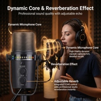 Microphone de jeu dynamique PJT-DMK2152 USB Type-C/XLR avec réduction du bruit pour PC, streaming, enseignement et enregistrement
