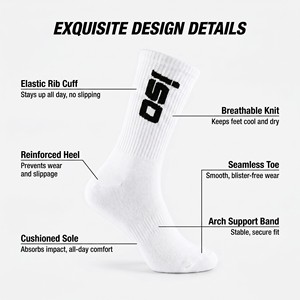 Calcetines Deportivos para Hombre con Logotipo Personalizado <span class=keywords><strong>de</strong></span> Marca Privada, Secado Rápido, 82% Algodón, Soporte <span class=keywords><strong>de</strong></span> <span class=keywords><strong>Arco</strong></span>, Antiolor, para Correr, MOQ 50 - Product Image 2