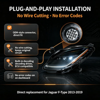 Phare LED triple Plug and Play pour Jaguar F-Type X152 2013-2019, style restylé, avec feux de jour DRL, ensemble de phares avant