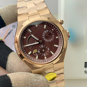 Montre mécanique automatique pour homme en or rose 18 carats de haute qualité avec affichage de la double zone horaire, montre de voyage et d'affaires - Product Image 2