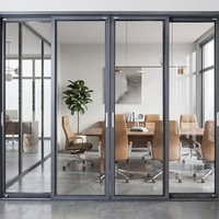 Porte coulissante panoramique moderne en aluminium NFRC AS2047 CE, cadre fin, grande porte d'entrée en verre pour balcon et terrasse, porte métallique pour maisons, porte intérieure avec cadre
