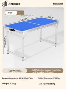<span class=keywords><strong>Table</strong></span> pliante portable d'extérieur en alliage d'aluminium, réglable manuellement en hauteur, petite <span class=keywords><strong>table</strong></span> pour marché nocturne et logement locatif - Product Image 6