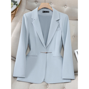 Women's Blazer Long Sleeve Light Blue Anti-Wrinkle Commute Wear - Product Image 1