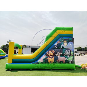 Precio al <span class=keywords><strong>por</strong></span> mayor KARRY Tobogán inflable de PVC verde <span class=keywords><strong>con</strong></span> animales de safari, combo de tobogán acuático/seco para <span class=keywords><strong>piscina</strong></span> y uso exterior, capacidad de 300-500 kg - Product Image 4