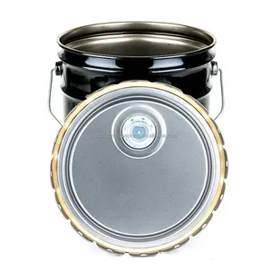 15升黑色金属桶/锡罐，带盖和手柄，用于油漆和其他化学液体