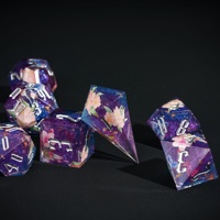 Ensemble de dés polyédriques personnalisés en acrylique pour Dungeons & Dragons RPG, motif papillon et fleur, autocollants intégrés, faits à la main, écologiques, sculptés, 7 pièces