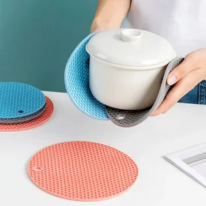 Multifunctional Kitchen Silicone Tableware Mat Round Non Slip Heat Resistant Coffee Cup Coasters Pot Holder Table <b>Placemat</b> Tools - Product Image 3