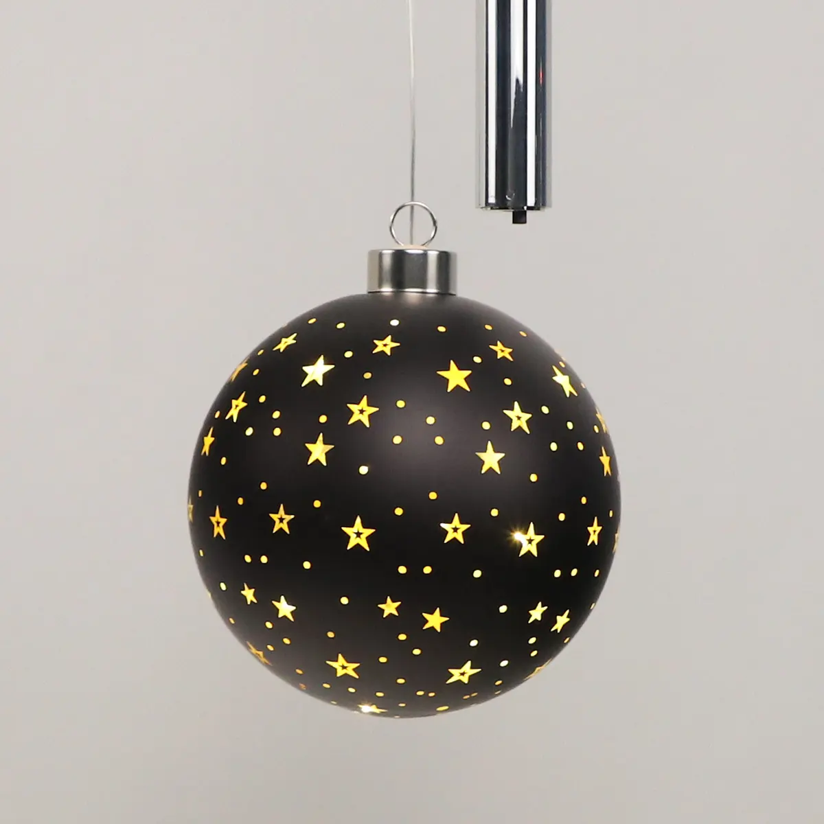 Grosir bola pernak-pernik kaca Natal murah dekorasi bola kaca led gantung tangan ditiup 8cm 10cm