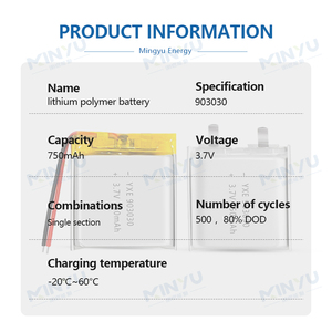 Batteries rechargeables portatives d'ion de lithium de petite poche de 3.7V/750mah pour le modèle de l'électronique grand public 903030 - Product Image 2