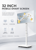 Écran intelligent mobile de 32 pouces, écran tactile Android, téléviseur avec batterie intégrée, support rotatif réglable en hauteur, divertissement à domicile