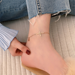 Atacado novo Dainty titânio aço ocidental feminino ouro <span class=keywords><strong>Hotwife</strong></span> tornozeleiras eletrocardiograma tornozeleira - Product Image 3