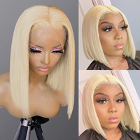 Perruque Bob Lace Front 4x4 Blonde Vierge 10A 613 de Qualité Exceptionnelle, Perruque Bob Courte Blonde 613, Perruque Bob Lace Front HD 613