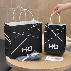 Bolsas de Compra de Papel Kraft Impresas Personalizadas al por Mayor, Reciclables, Negras, para Ropa, Cosméticos, Zapatos, Embalaje y Regalos - Product Image 2