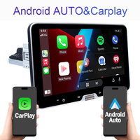 Rotation manuelle 10.1 ''Single Din Autoradio avec Apple CarPlay et Android Auto GPS WiFi Lecteur DVD Récepteur multimédia tactile