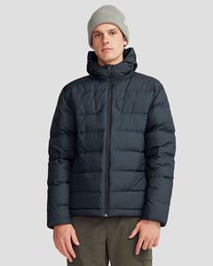 Veste de bombardier en duvet extensible pour hommes noirs chaud à capuche usine logo personnalisé cordon fermeture éclair décontracté Style de base doudoune - Product Image 2