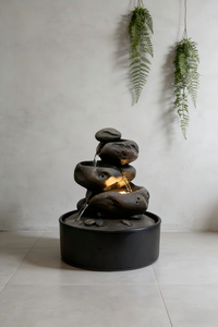 Fontaine d'eau de table en pierre de <span class=keywords><strong>rivière</strong></span> empilée avec lumière LED - Product Image 4