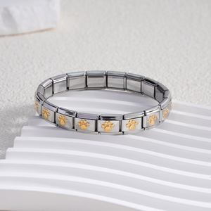 Modular Bracelet Stainless Steel Animal Paw Pattern Unisex Fashion Jewelry Elastic Detachable DIY Bangle Design - Product Image 4