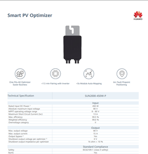 <span class=keywords><strong>Optimizador</strong></span> Solar 450W <span class=keywords><strong>SUN2000</strong></span>-450W-P2, Productos de Inversores Optimizadores Solares de 450w - Product Image 2